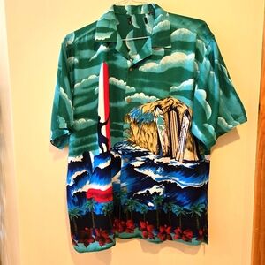 Rare, Vintage Surf Shirt, Vibrant Coastal Colors & Chill Vibes, Large